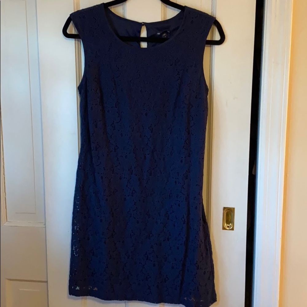 Perfect Lined Lace Sleeveless Dress (Blue)